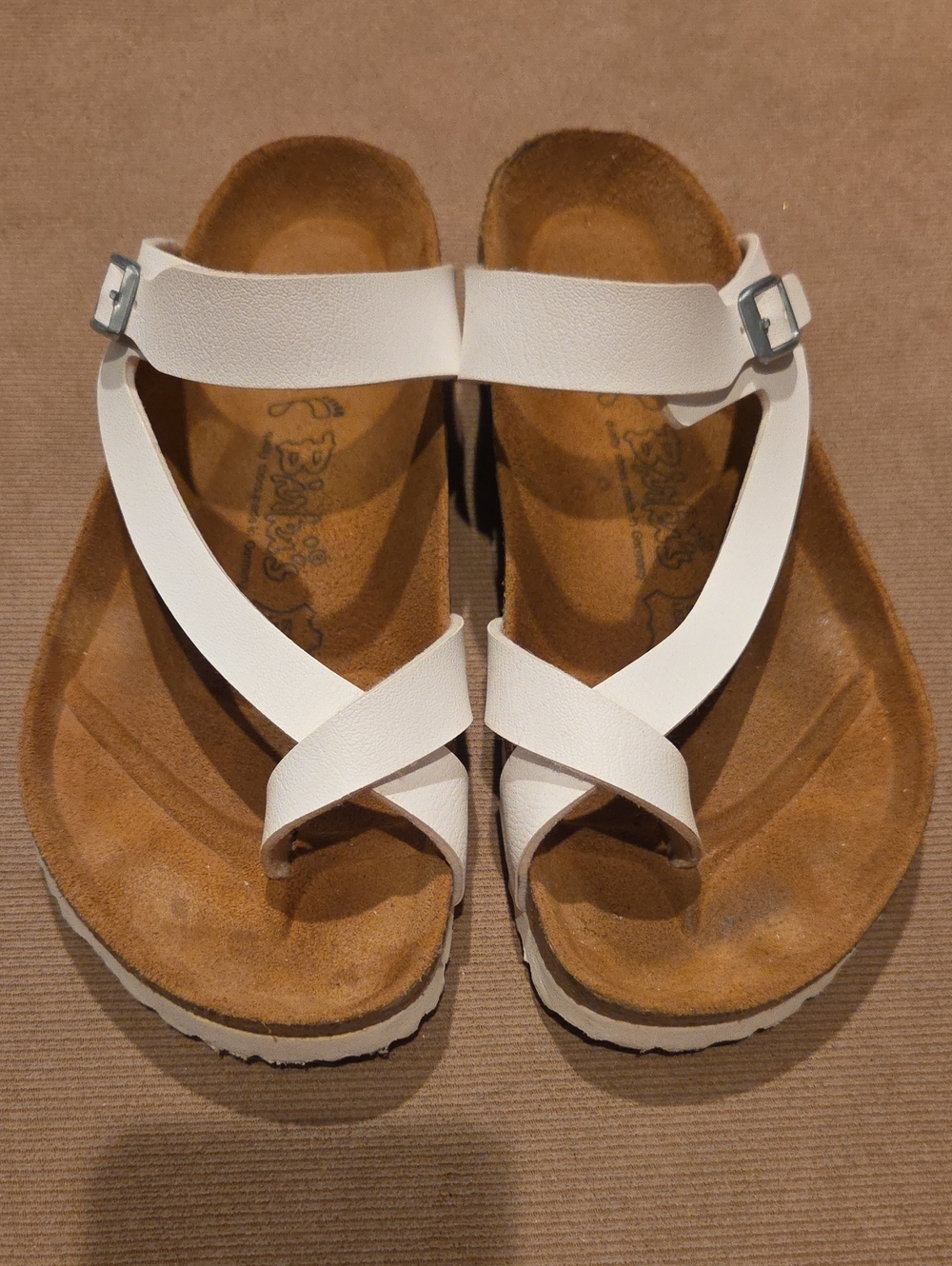 Birki's White Strappy Comfort Sandals Size 39
